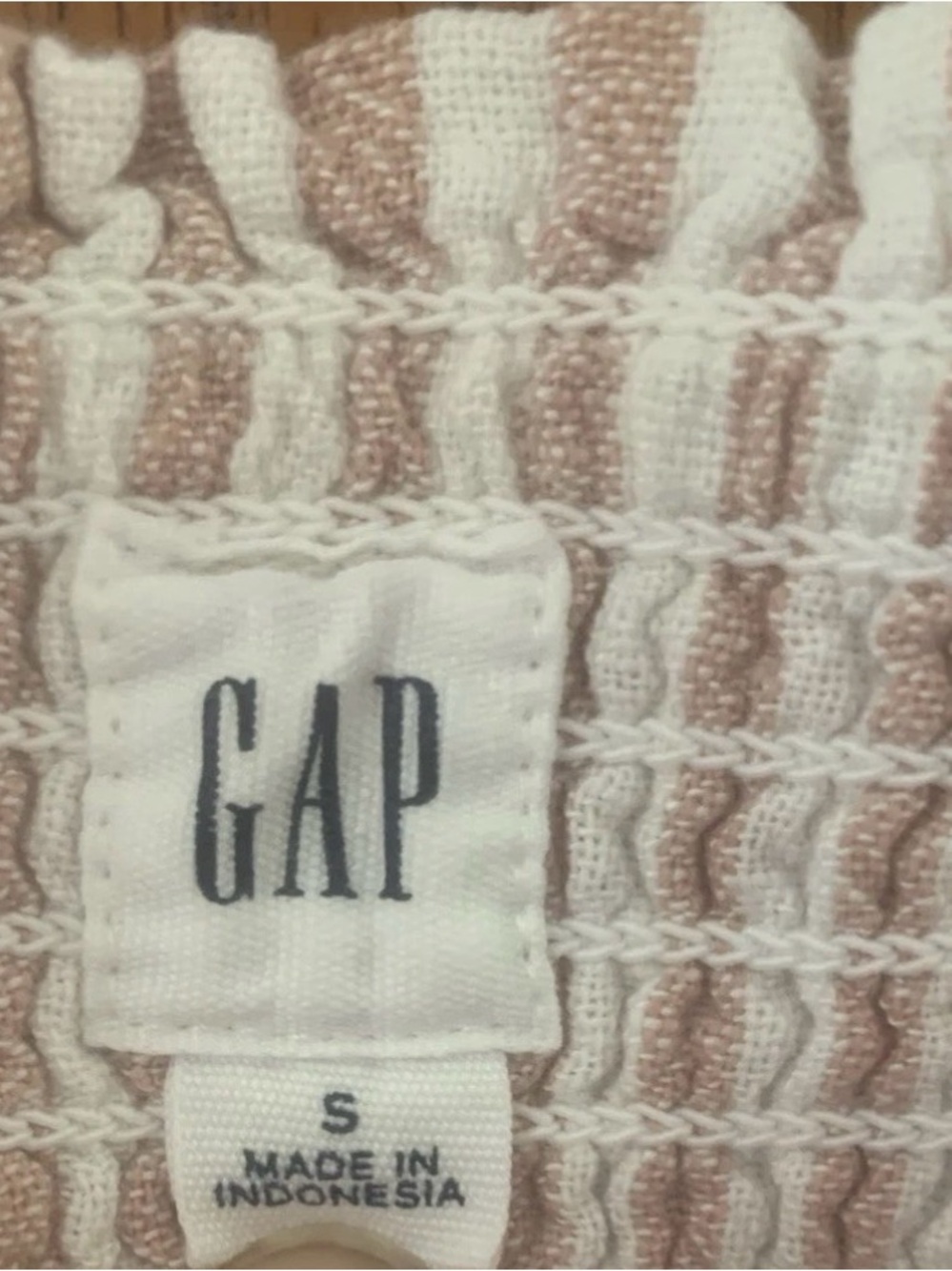 Gap Maxi Dress Size S Smocked Bodice Pink Stripe Linen Top Ties - Picture 4 of 14
